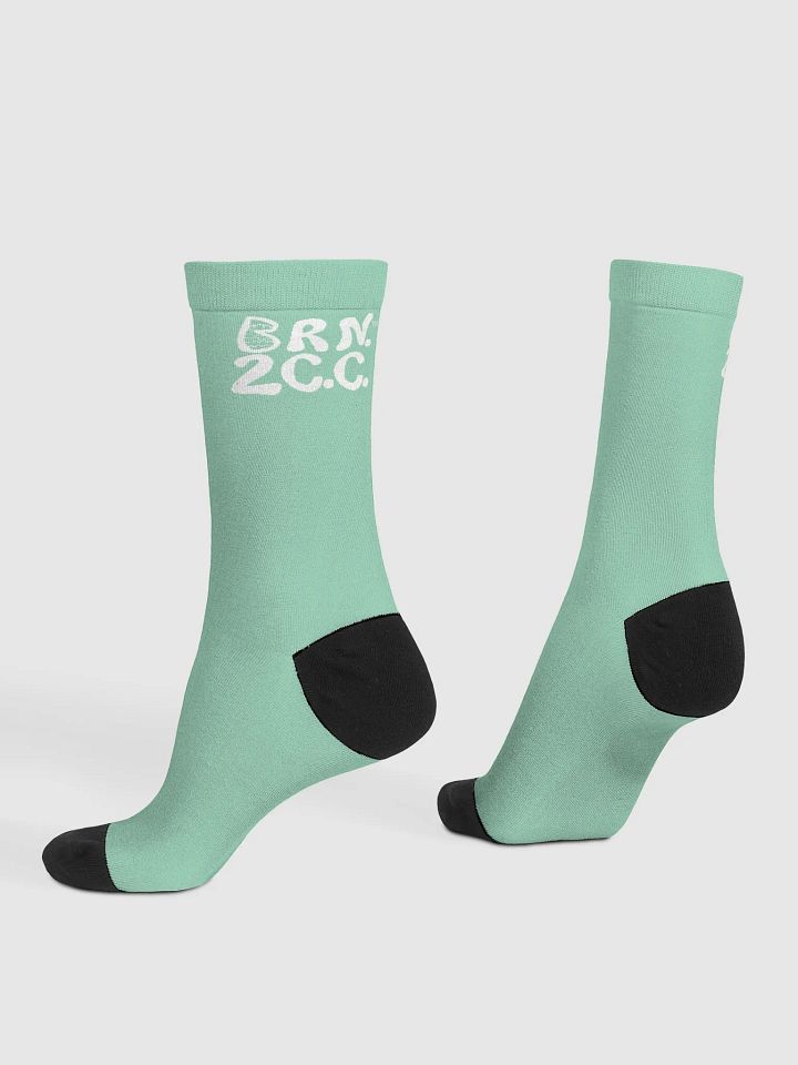 Salty Soles Crew Socks | BRN.2C.C.™ Edition | White Logo on Vista Blue Green product image (1)