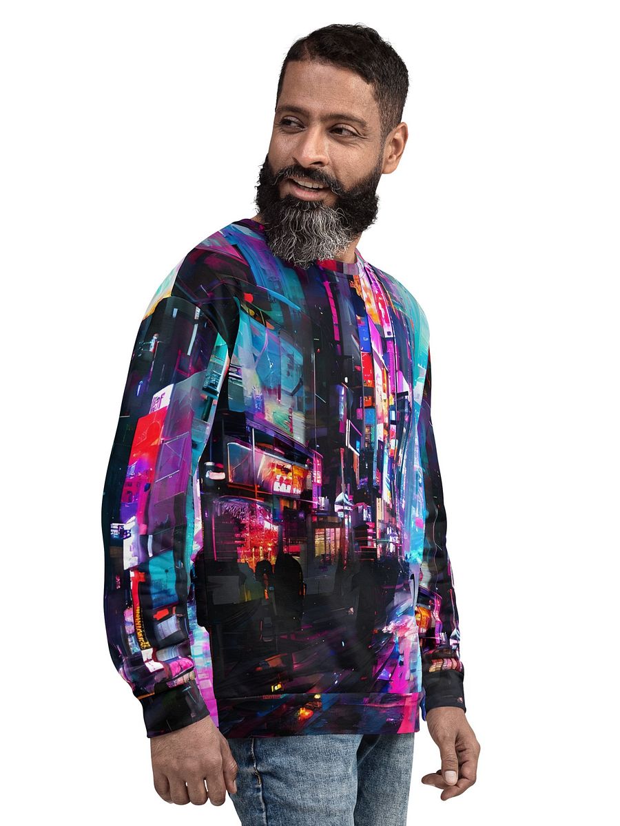 Cyberpunk-Themed All-Over Print Recycled Unisex Sweatshirt product image (10)