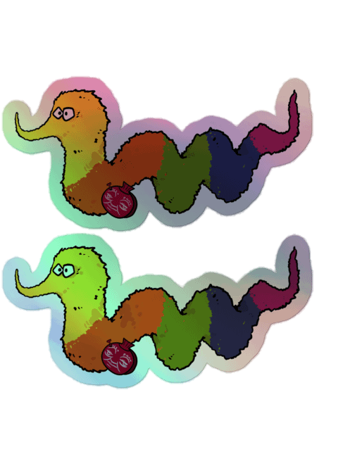 Inch Worm holographic stickers product image (1)