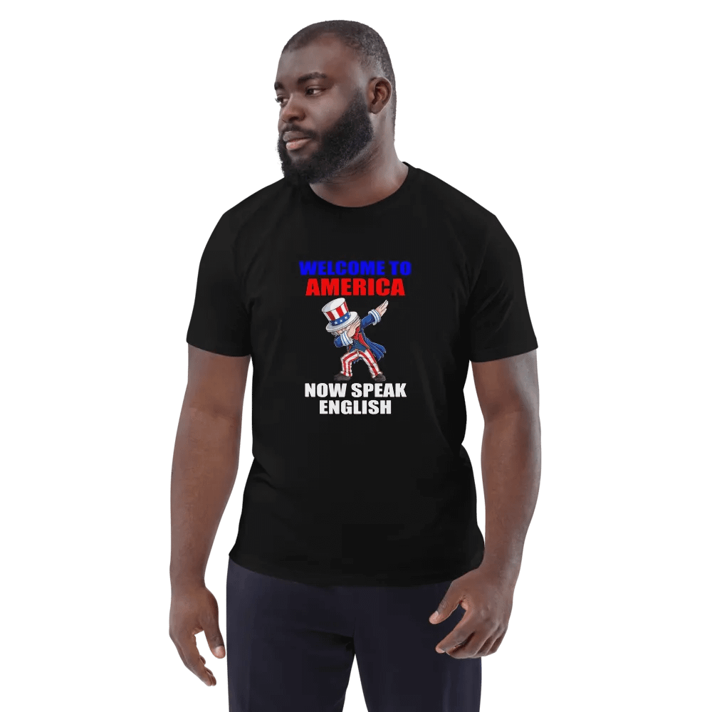 WELCOME TO AMERICA NOW SPEAK ENGLISH FUNNY GREETING SHIRT product image (3)
