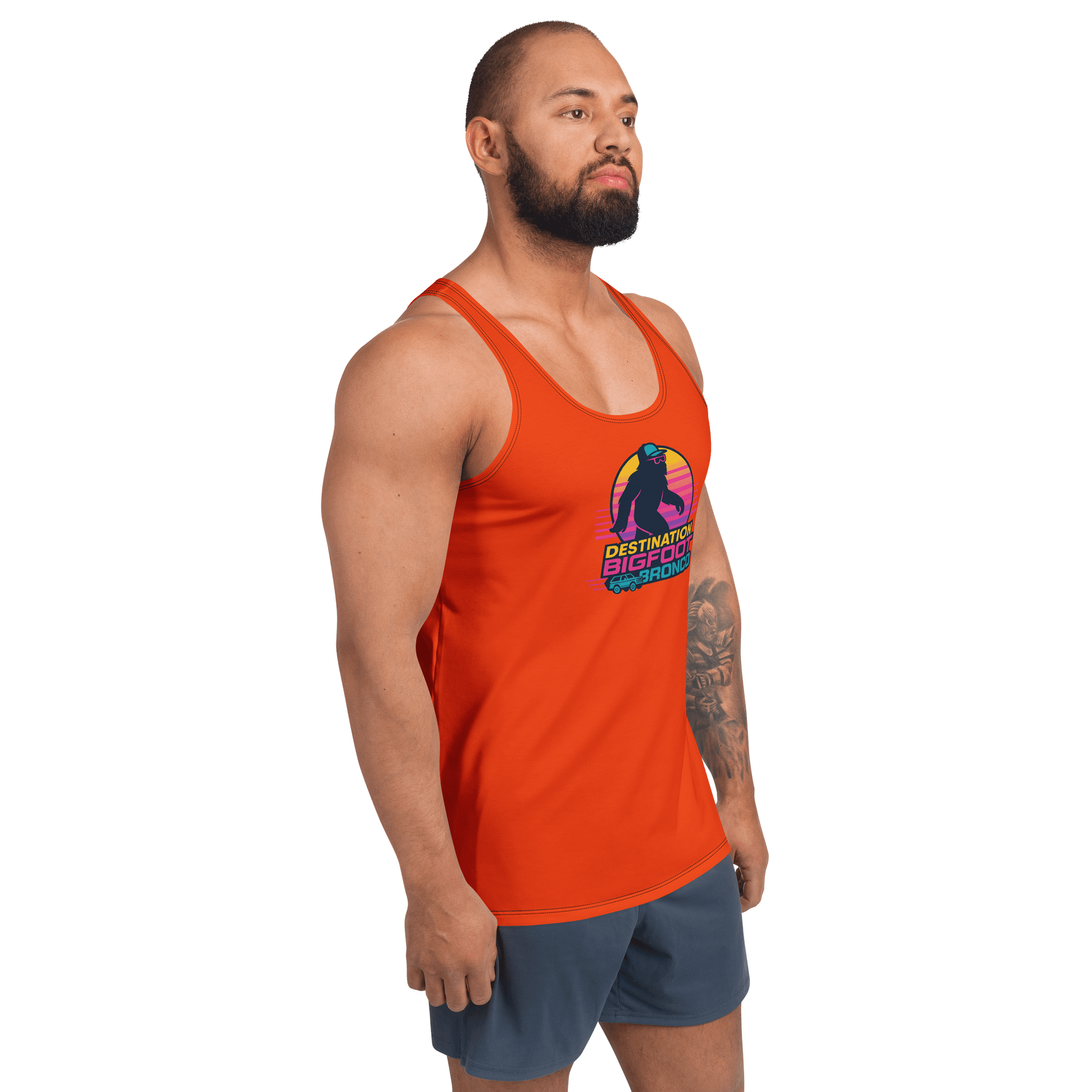 Synthsquatch Fitness Tank Top (Neon Orange) product image (3)