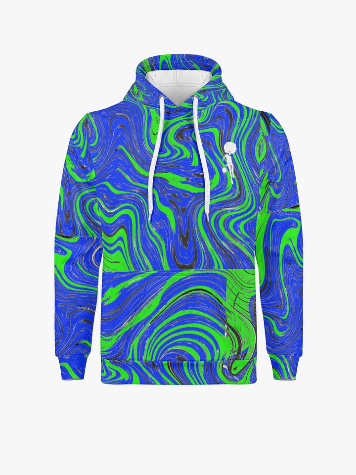 Blue and green swirl Mo_WithTheFro synthetic hoodie product image (1)