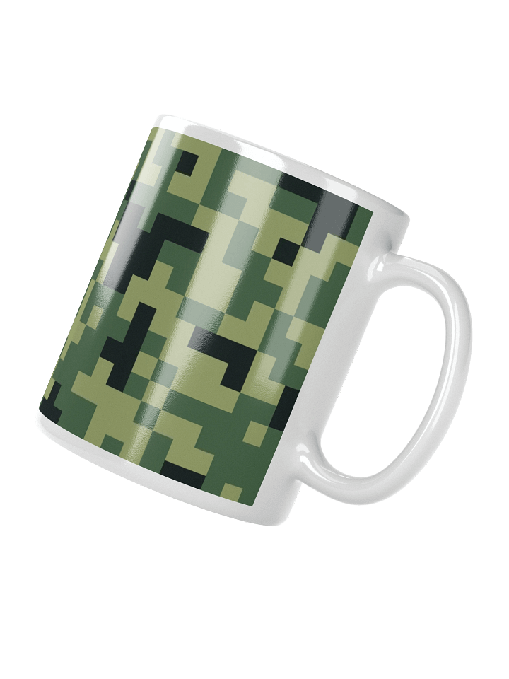 Military Green Camouflage Pixels Camo Pattern White Glossy Coffee Mug product image (1)