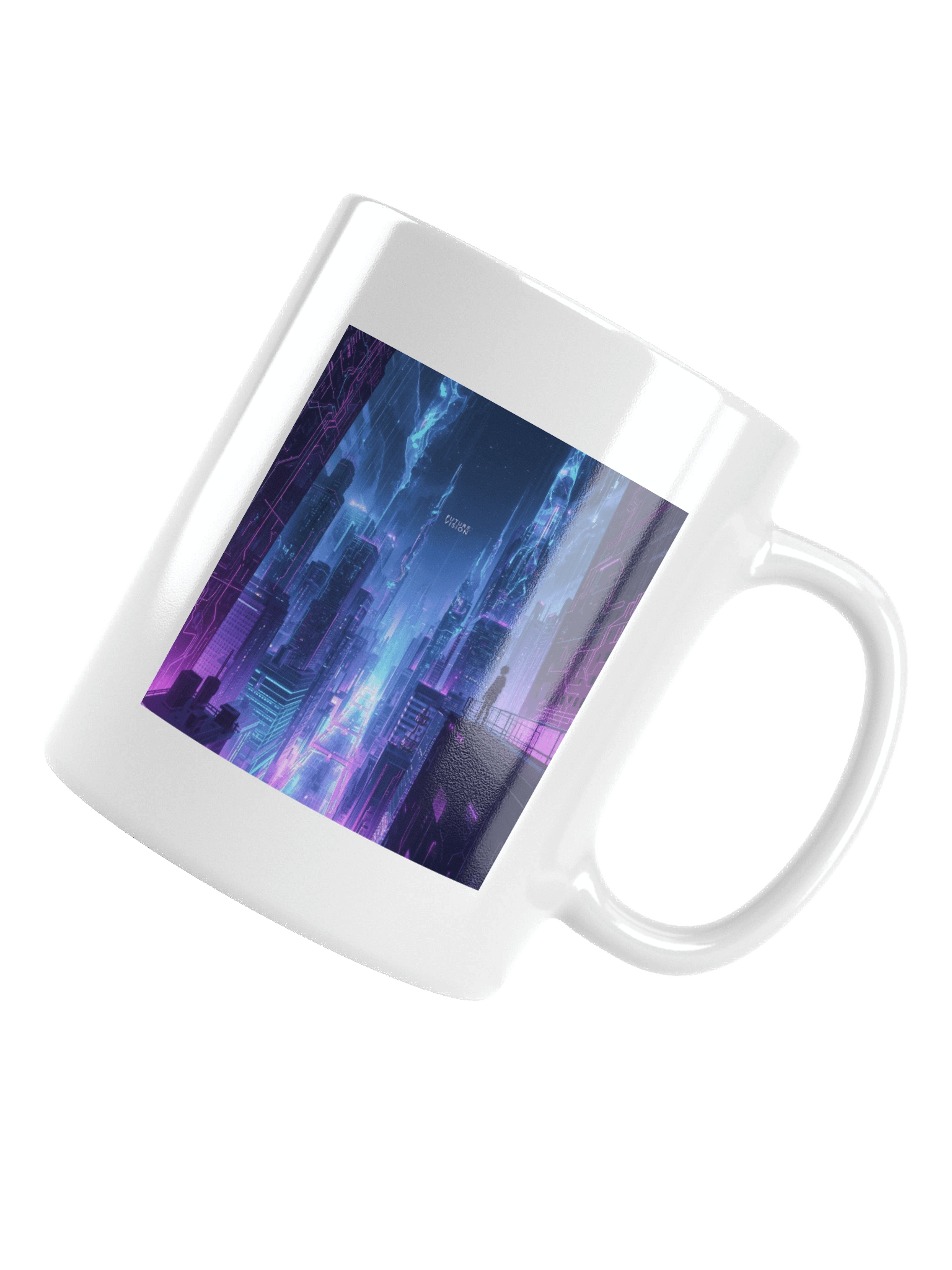 The "Future Vision" Cyberpunk Anime Mug - Neon Noir Design product image (13)