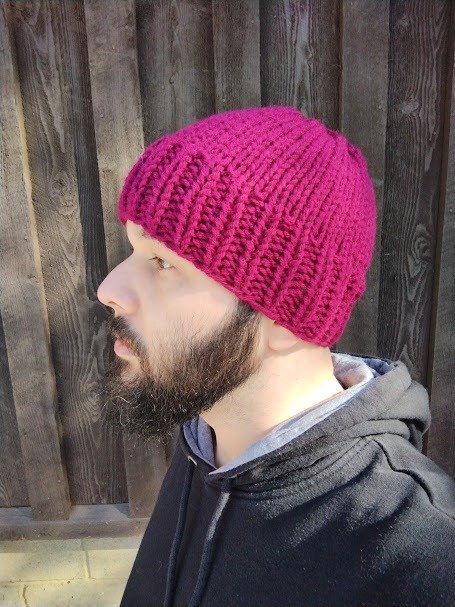 Rich Burgundy Knit Beanie Hat with Brim product image (1)