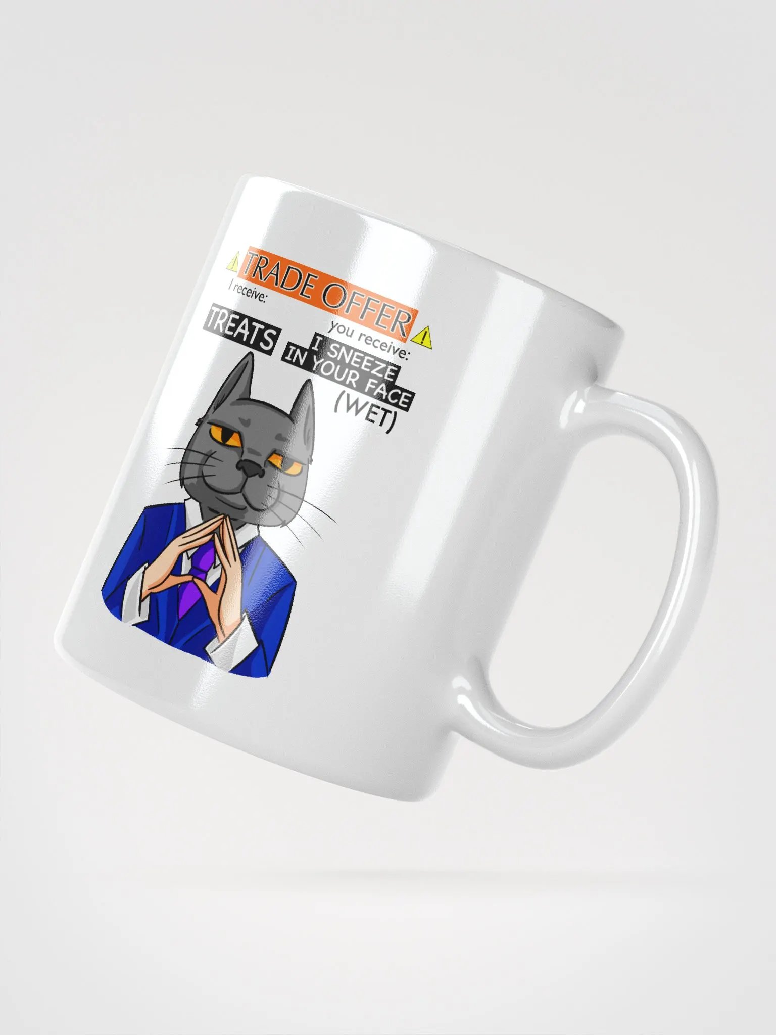 Trade Offer Human-Cat Meme Mug Glossy White product image (2)