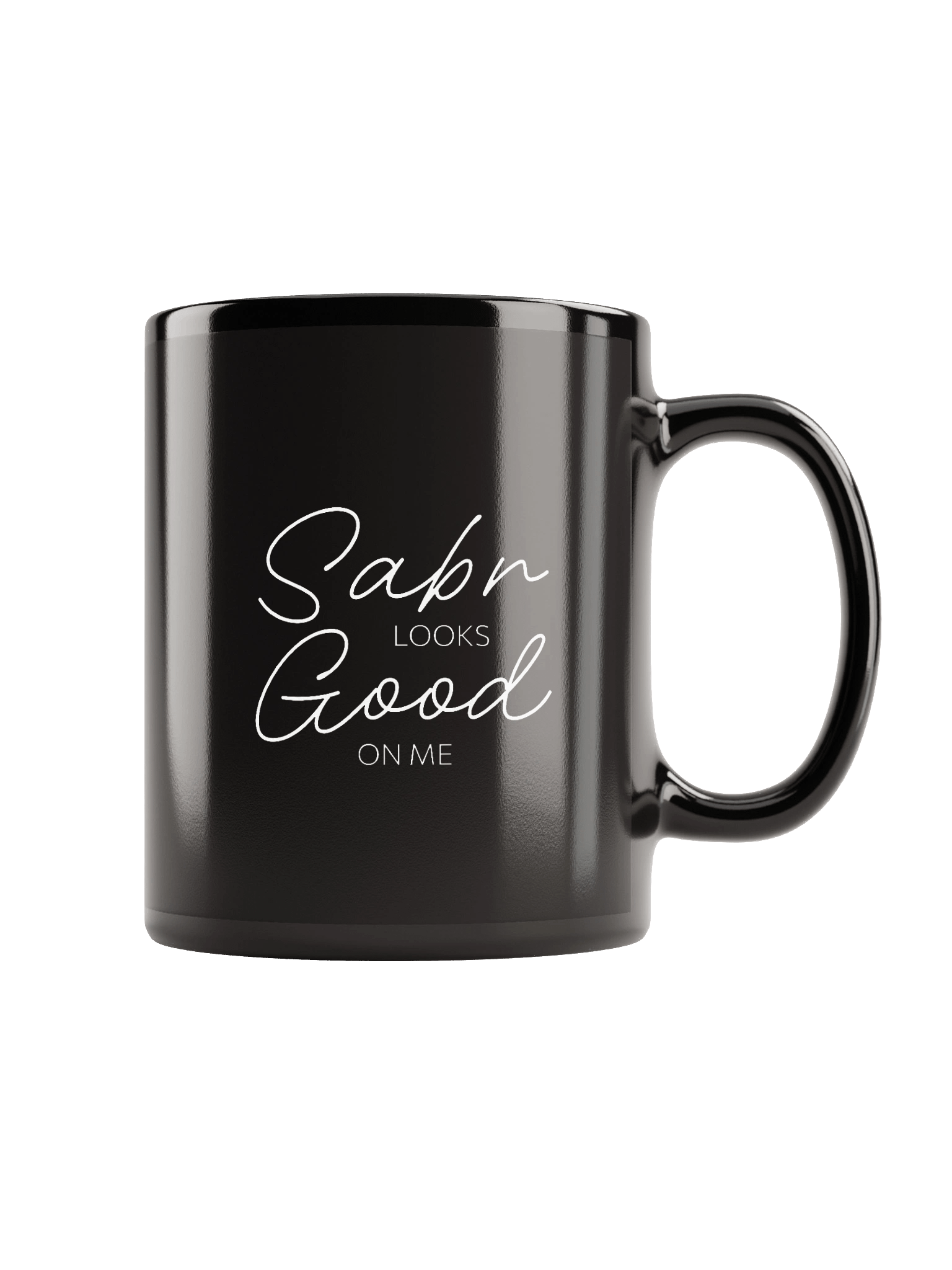 "Sabr looks good on me" Black Glossy Mug product image (1)