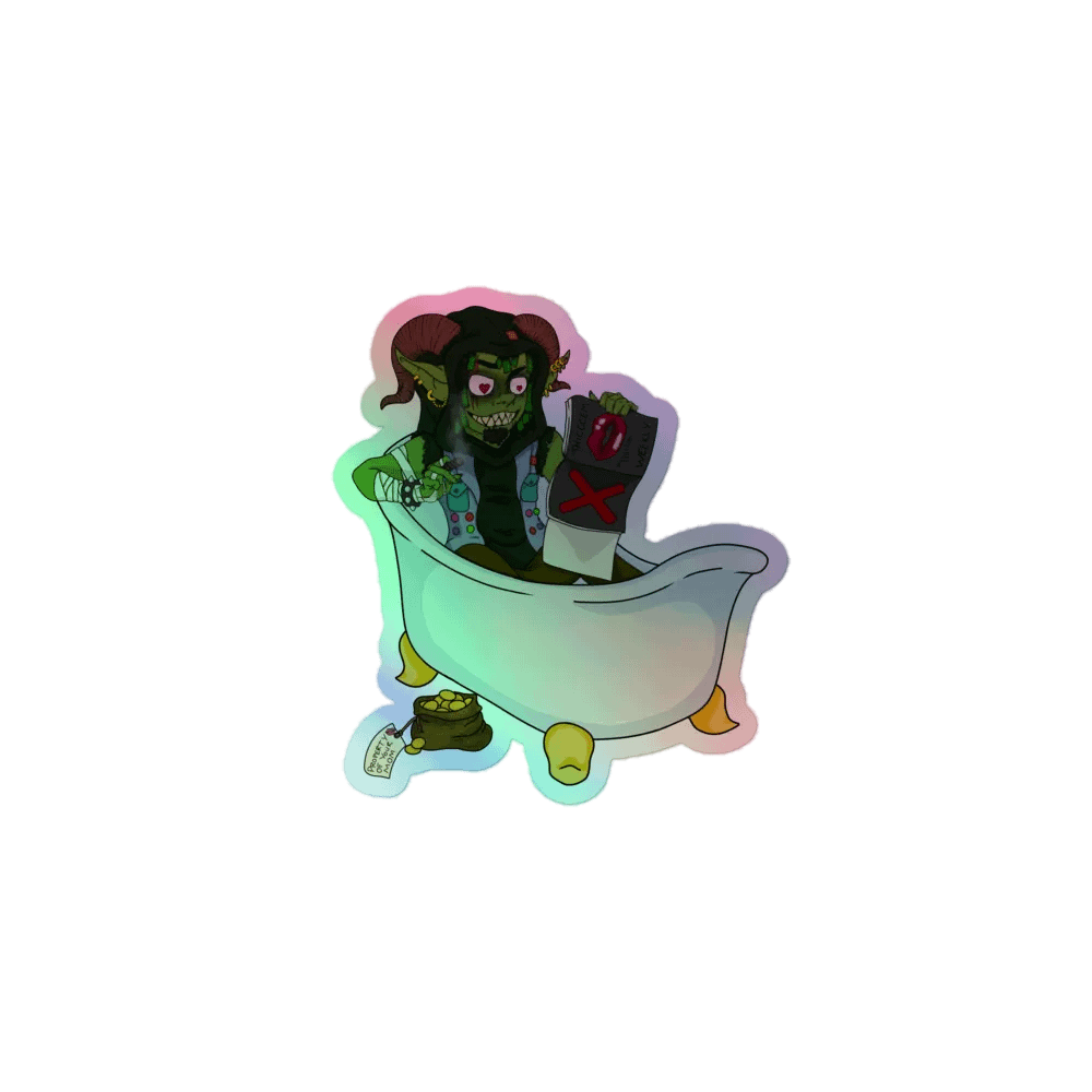 bath tub goblin holo sticker product image (1)