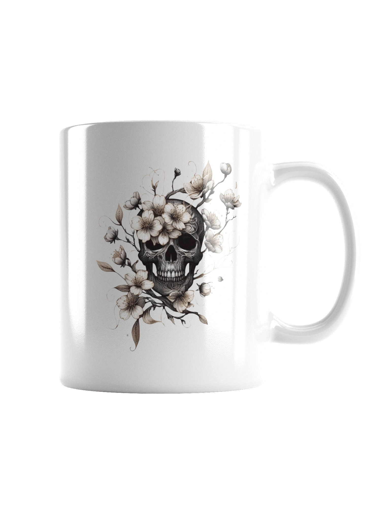 Floral Skulls White Glossy Mug product image (2)