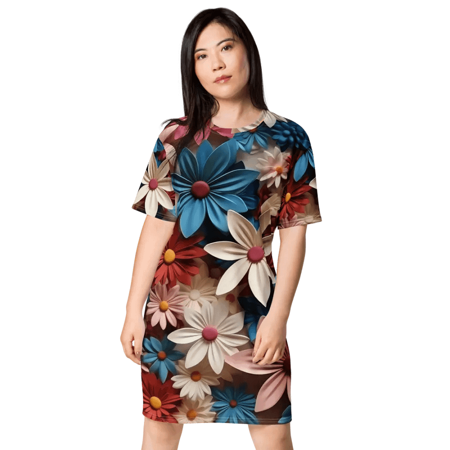 3D-Ditsy-Flowers-Seamless-Patterns T-shirt Dress - V7 product image (4)