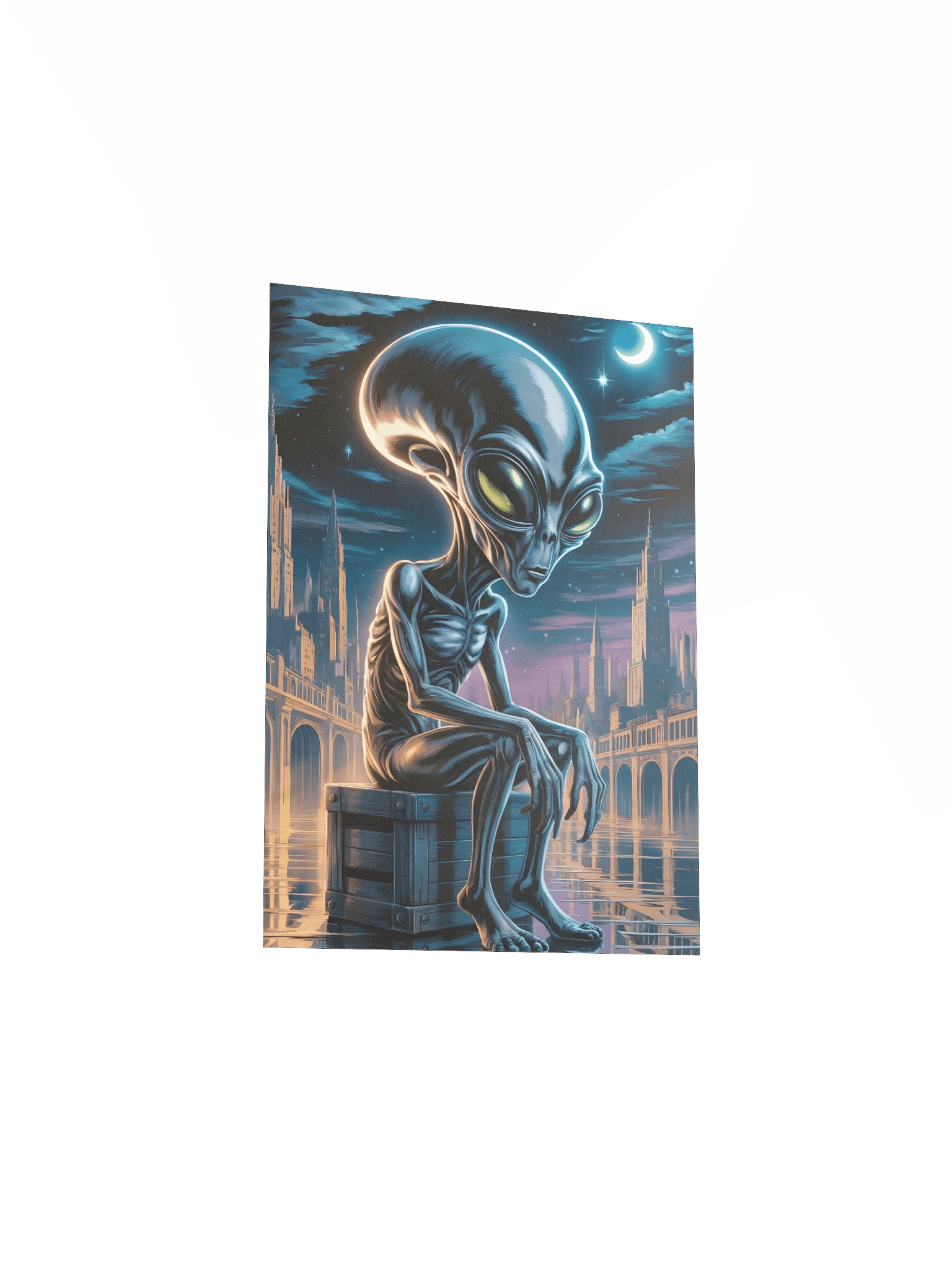 Lunar Visitor Poster – Reflective Alien Nightscape Wall Art product image (4)