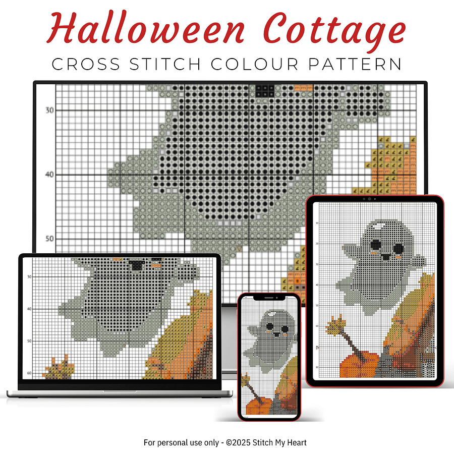Halloween Cottage Cross Stitch Pattern product image (3)