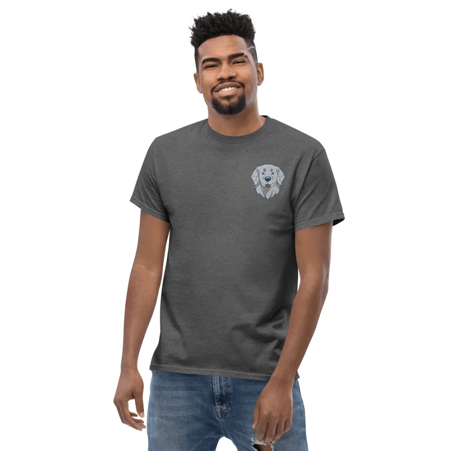 Cheerful White Golden Retriever Dog Embroidered Graphic Tee product image (3)