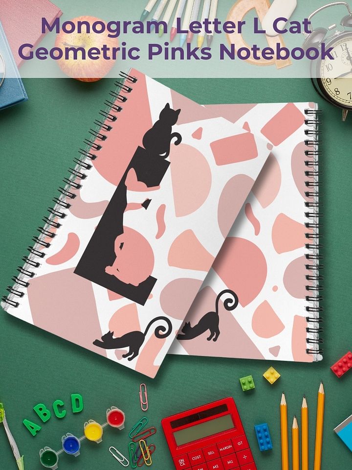 Monogram Letter L Cat Lover Geometric Pinks Notebook product image (1)