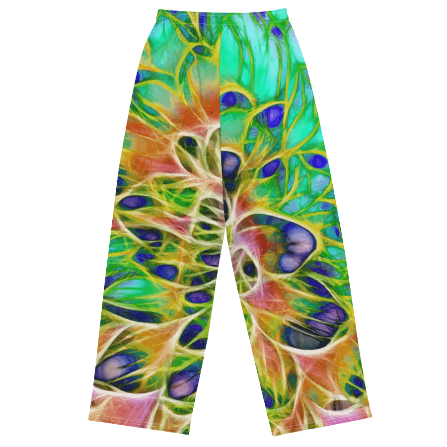 Abstract Peacock Chrysanthemum Wide Leg Pants product image (1)