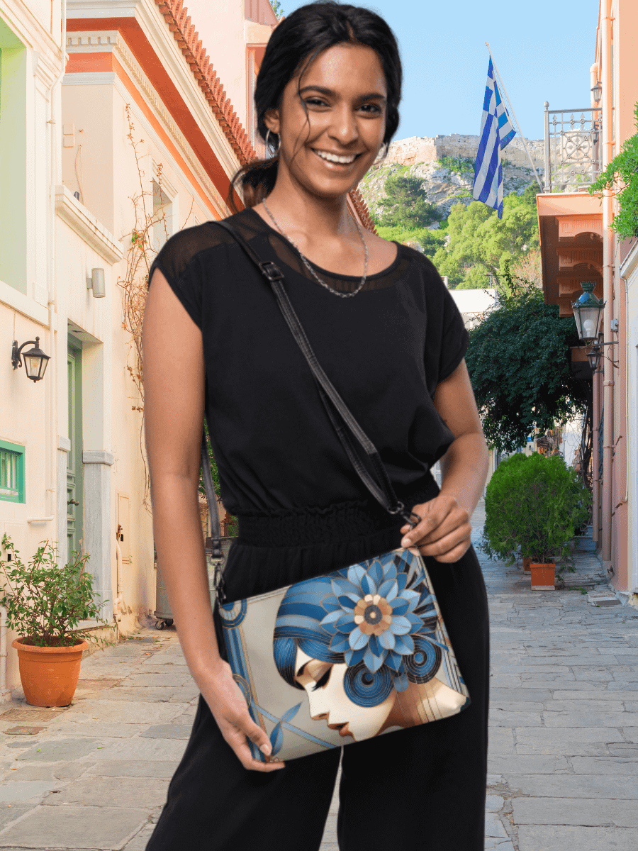 Art Deco Blue Floral Crossbody Bag product image (1)