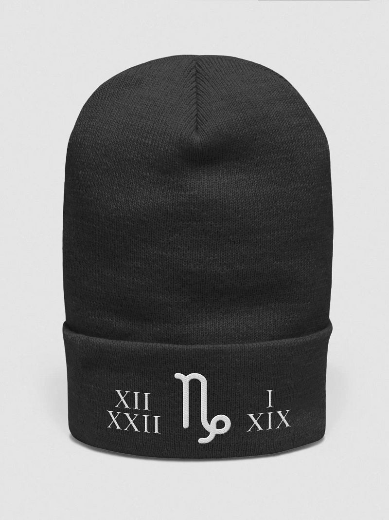 "Capricorn Climb: Peaks of Ambition" Dynamic Motion Embroidered Beanie