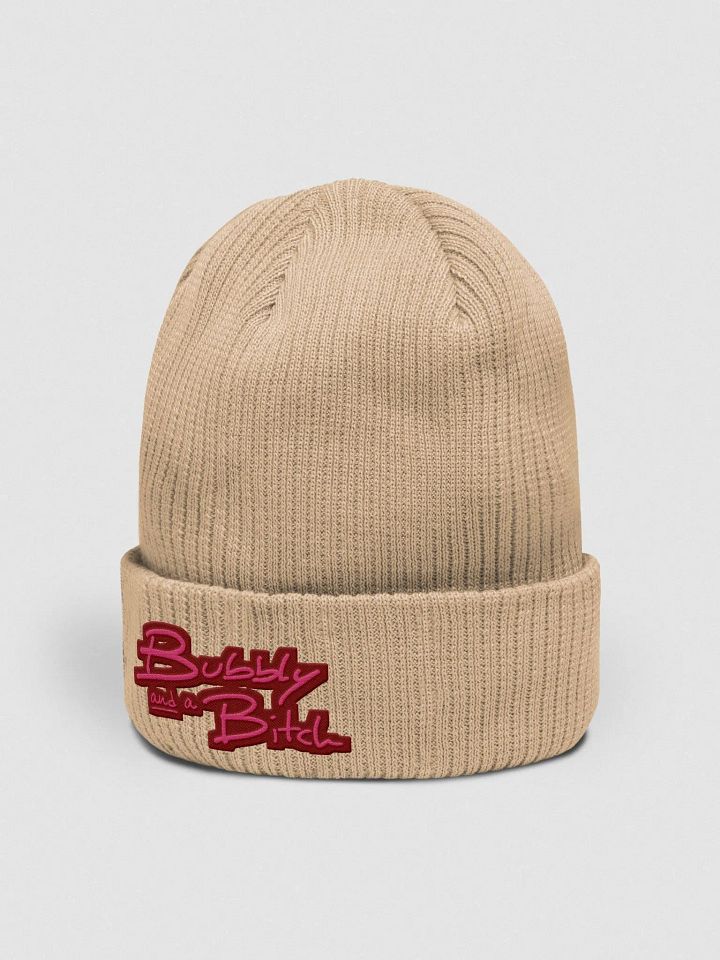 Bubbly and a B*tch (rose design) embroidered organic beanie product image (17)