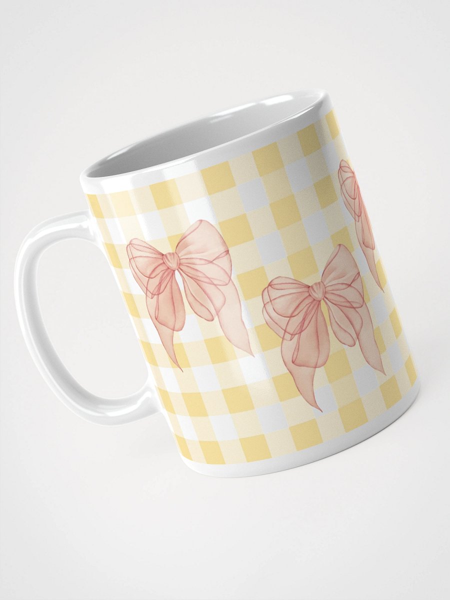 Mug Blanc Vichy Revisité - Jaune Paille - Cadeau Style Chic et Poétique product image (3)
