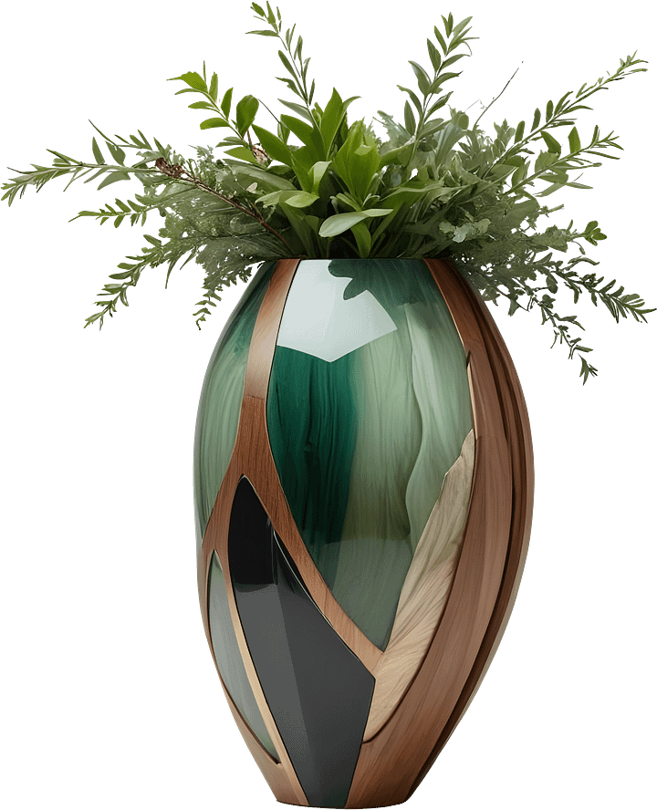 Luxe Botanique – Emerald Grace Vase PNG product image (1)