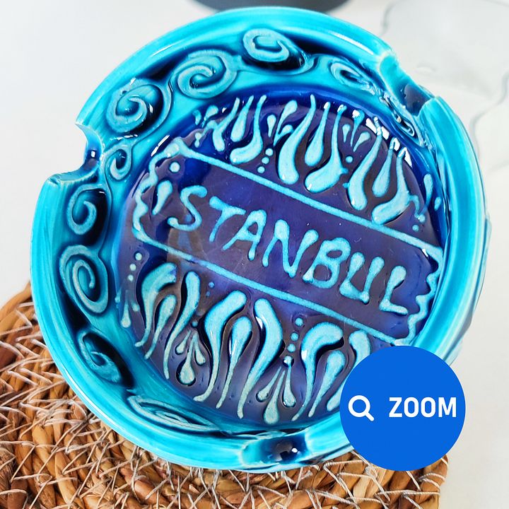 Small ceramic turquoise ashtray (small, 8 cm) — handmade pottery, handmade ceramic, home decor, handmade gift, Turkish ceramic product image (2)