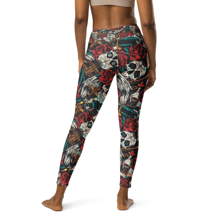 Yoga Pants – Skull and Roses Print for Edgy & Elegant Style product image (2)