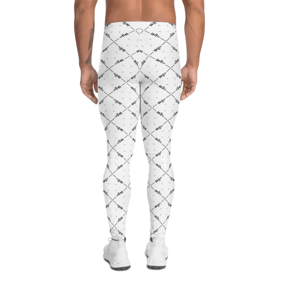 Hitori Tattoo 사랑해 All-Over Print Men's Leggings in White product image (3)