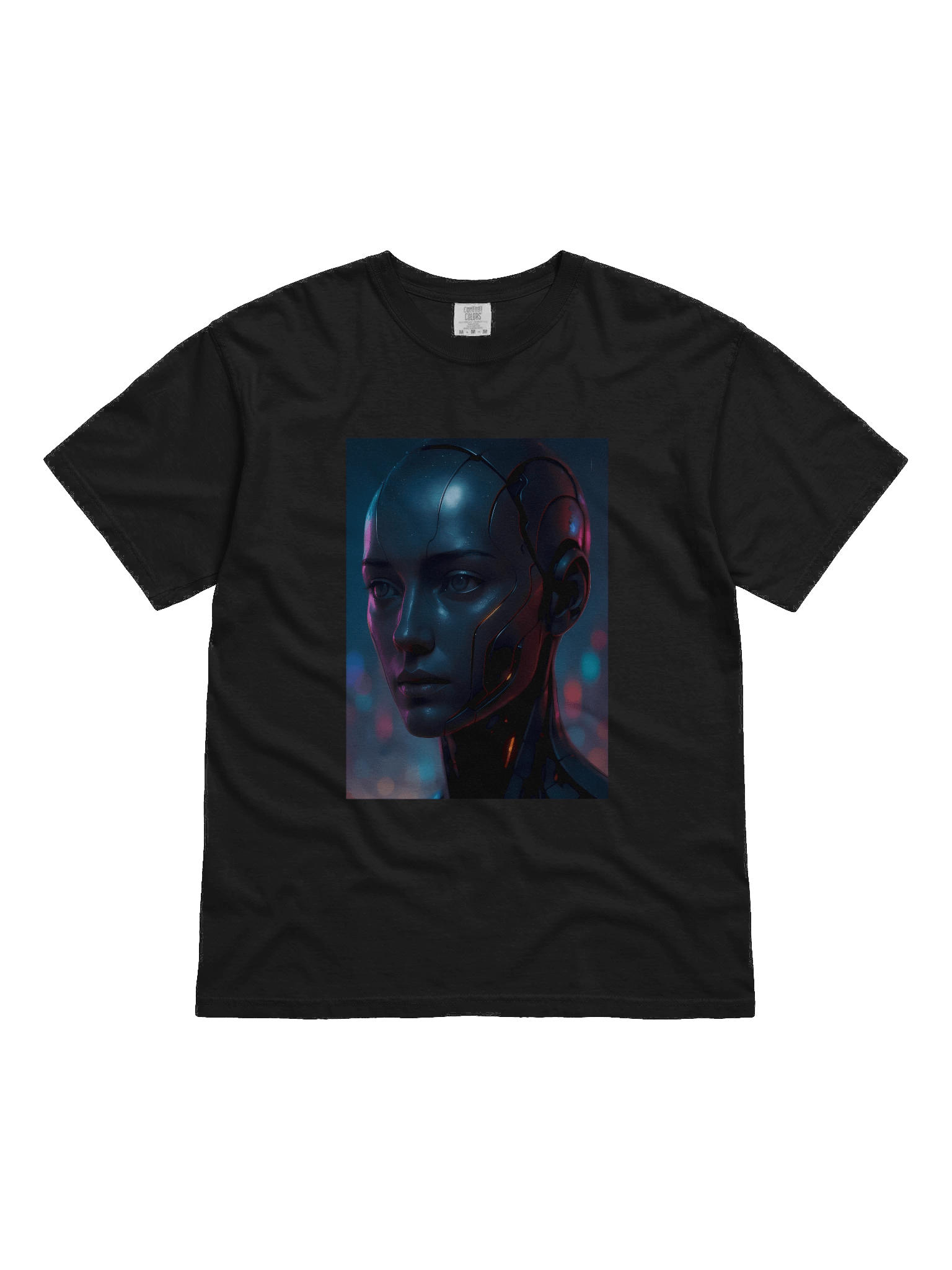Cyberpunk Android Woman Graphic T-Shirt - 100% Cotton Unisex Heavyweight Crew Neck Futuristic Streetwear Top product image (1)