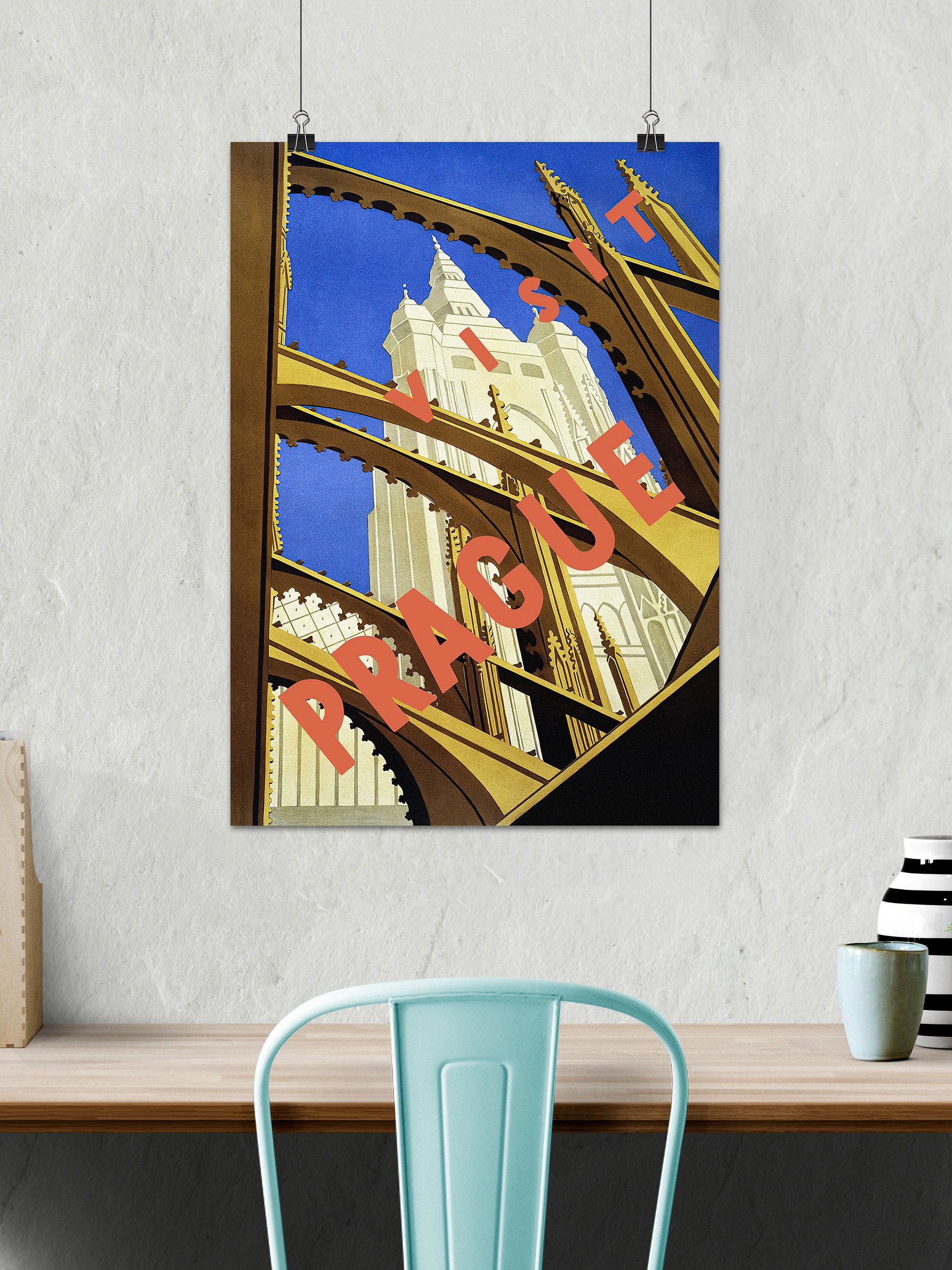 Prague, Czech, 1930s — Retro vintage travel poster, retro travel poster, propaganda poster, art deco poster product image (2)