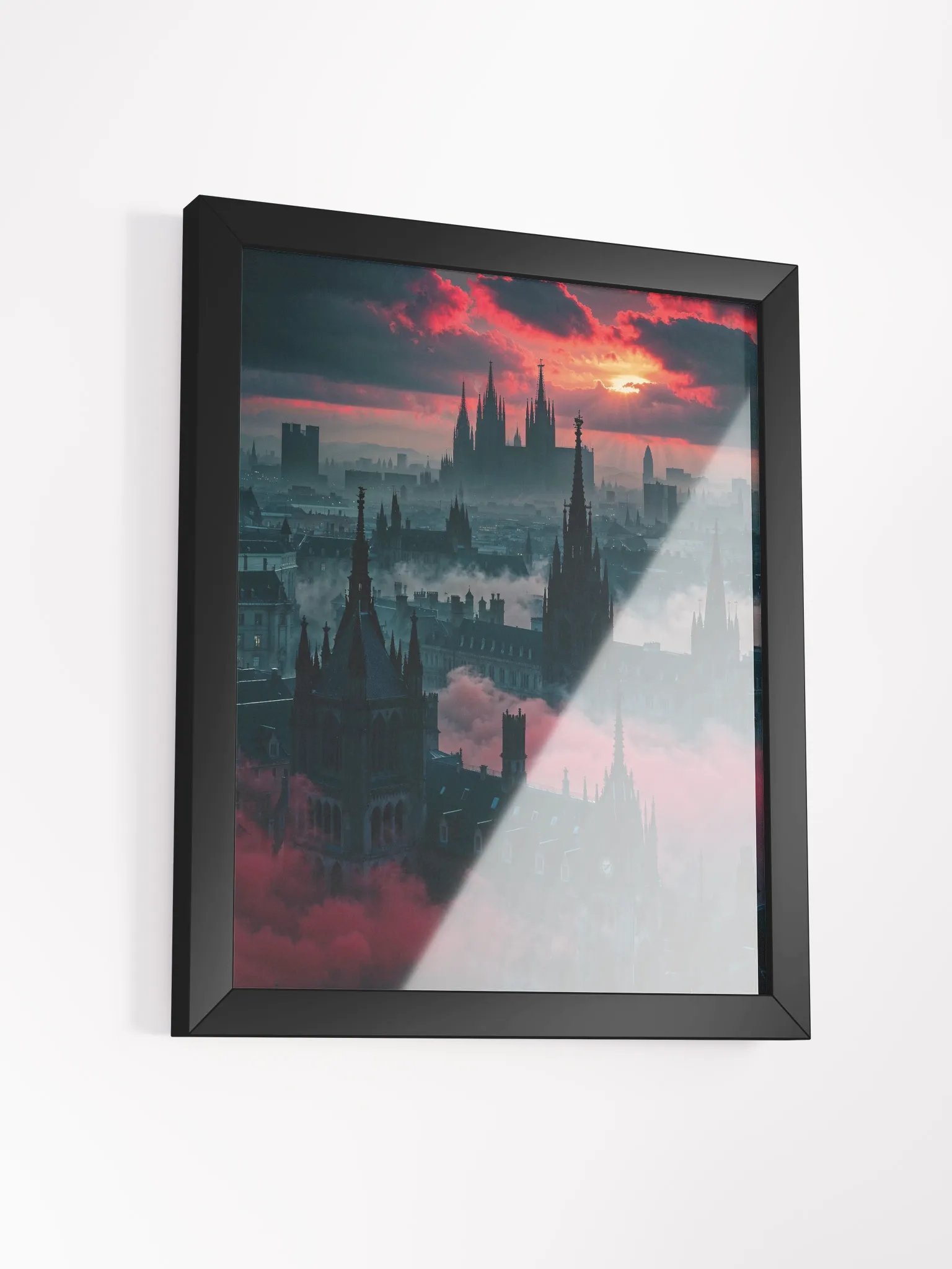 Crimson Veil Over Eldergarde Framed Print product image (17)
