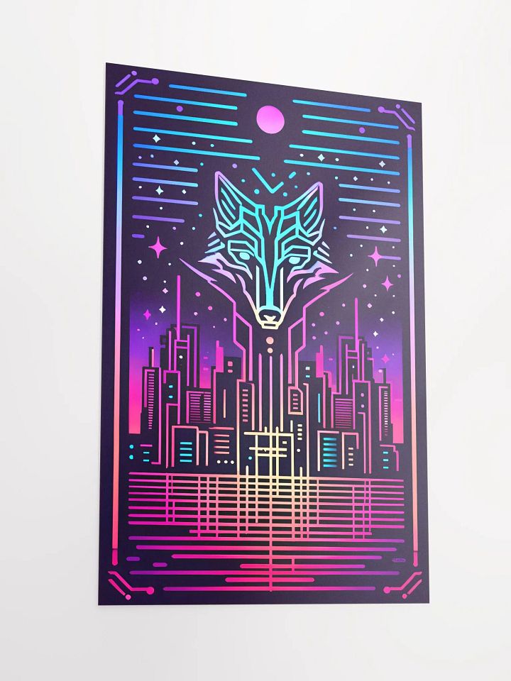 Neon Futuristic Fox Cityscape Art Poster product image (5)