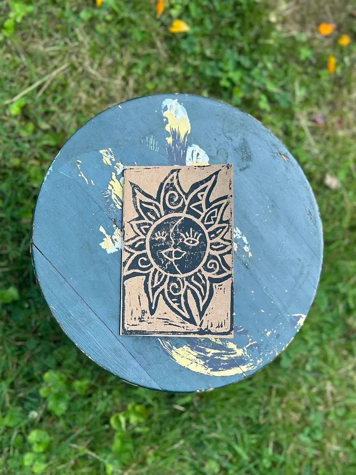 Sun & Moon Block Print Greeting Card (Blank) product image (1)