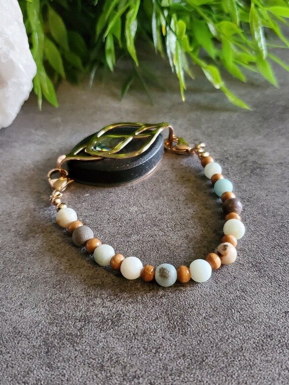 Harvest Bracelet | Amazonite & Wood | Handmade Accessory for Bellabeat Leaf Urban & Ivy product image (1)