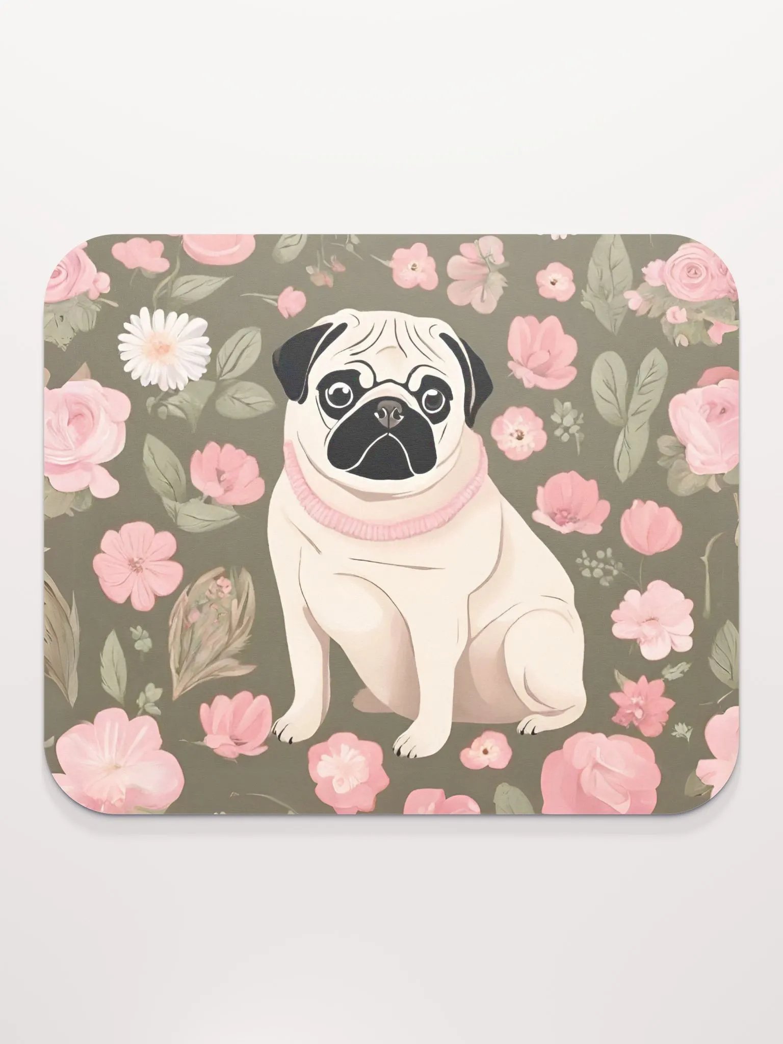 Floral Pattern Pug Mouse Pad product image (1)