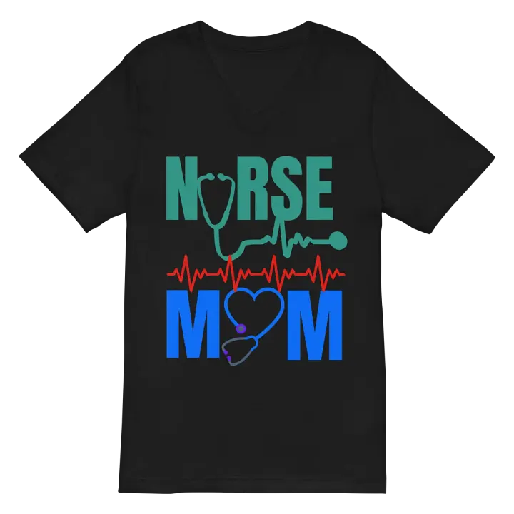Nurse Mom Heartbeat V-Neck Tee product image (3)