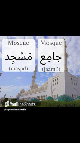 Here’s two different ways to say “mosque” 🕌 in Arabic
Check out the full video here: https://youtu.be/IVUDxhSz5UA?si=Ctl5Zm9Z...