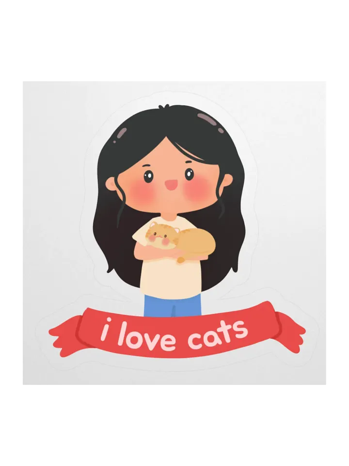 I love cats! Girl with Orange Cat Vinyl Sticker product image (2)