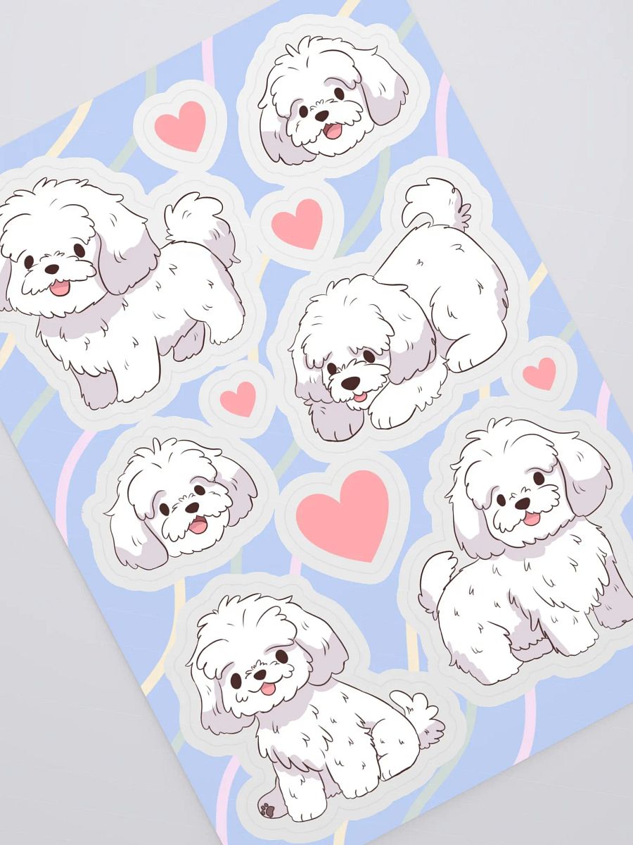 Fluffy Maltese Love - Dog Sticker Sheet product image (2)