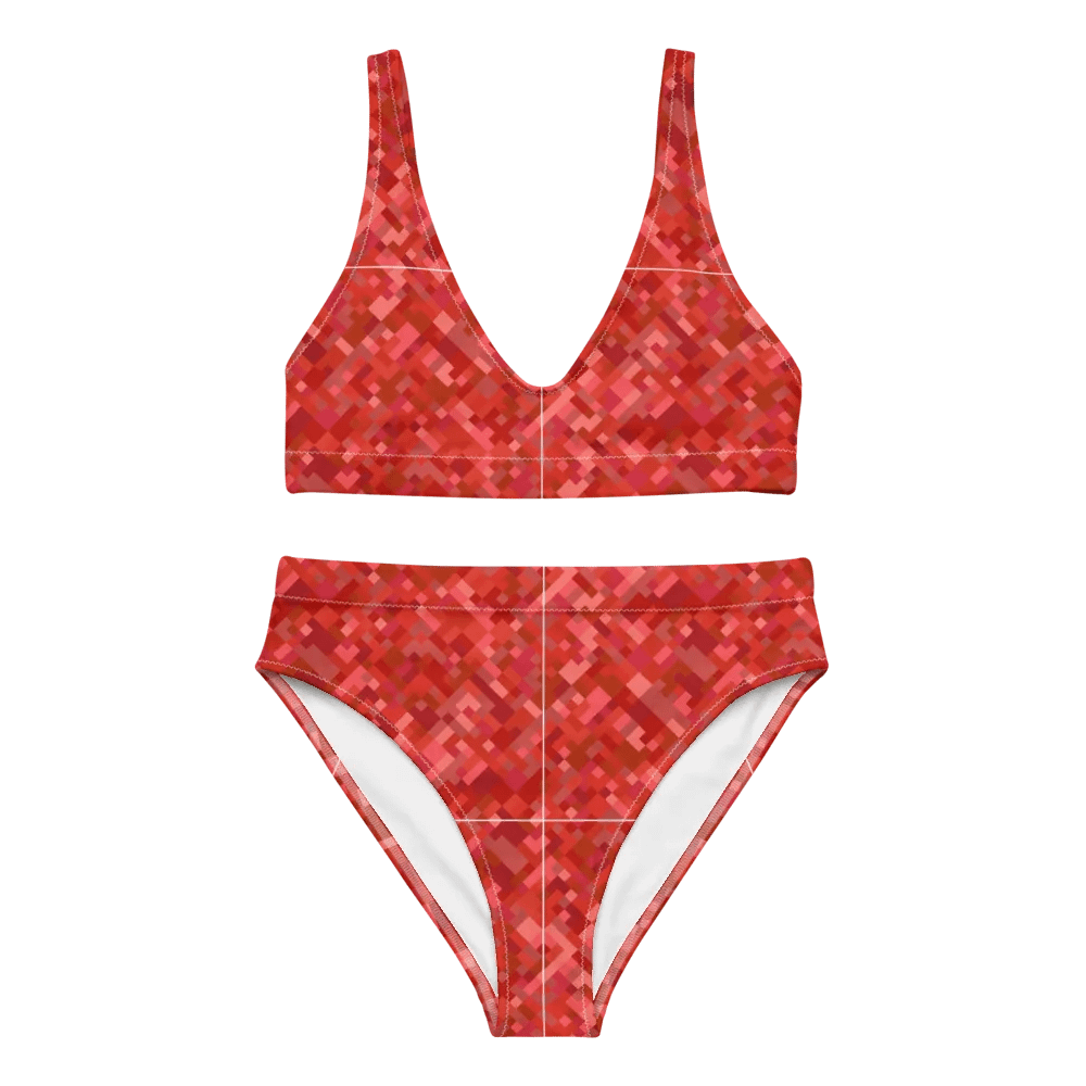 Colorful Mosaic Pattern Design High Waisted Bikini - v4 product image (9)
