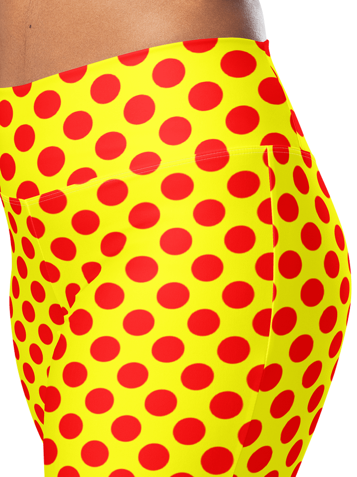 Red Polka Dots on Yellow Flare Leggings product image (2)