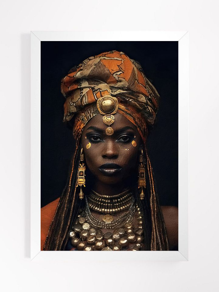African Woman in Traditional Head Dress, Bronze Jewelry Poster Print, Framed product image (1)