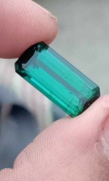 TOURMALINE GREEN/BLUE COLOR EMERALD CUT LOOSE GEMSTONE FROM AFGHANISTAN, 8 CARAT product image (1)