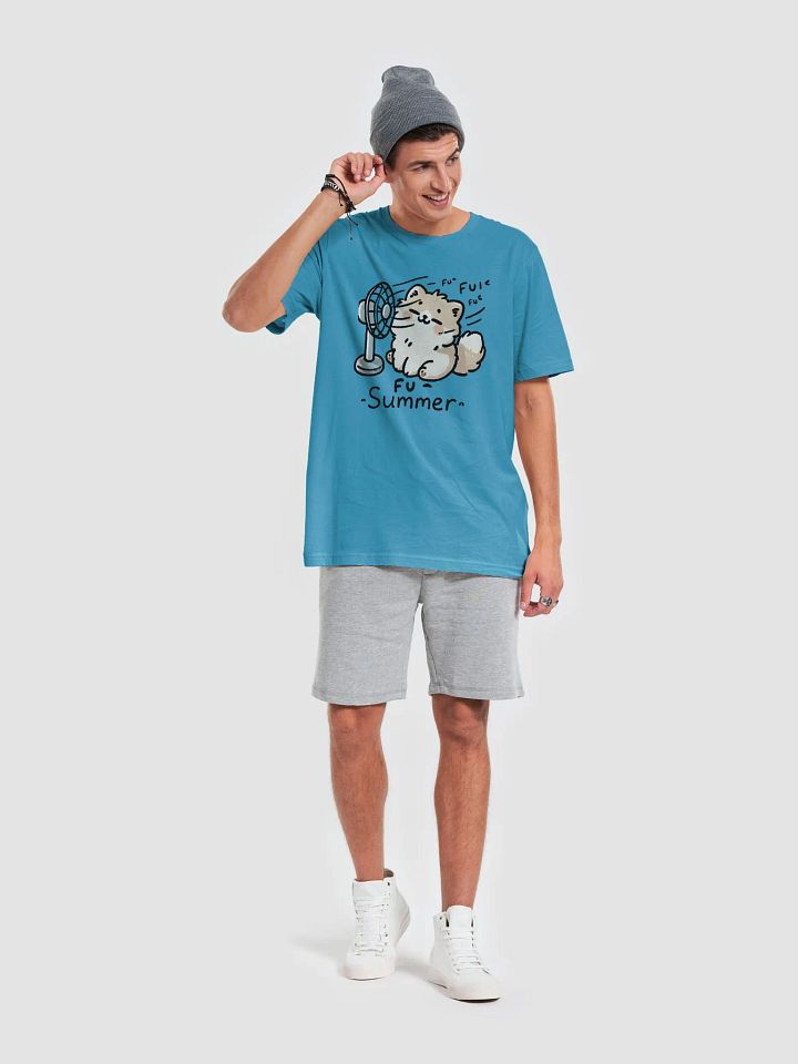 Fu~ Summer - Cute Fluffy Cat with Fan Graphic T-Shirt product image (2)