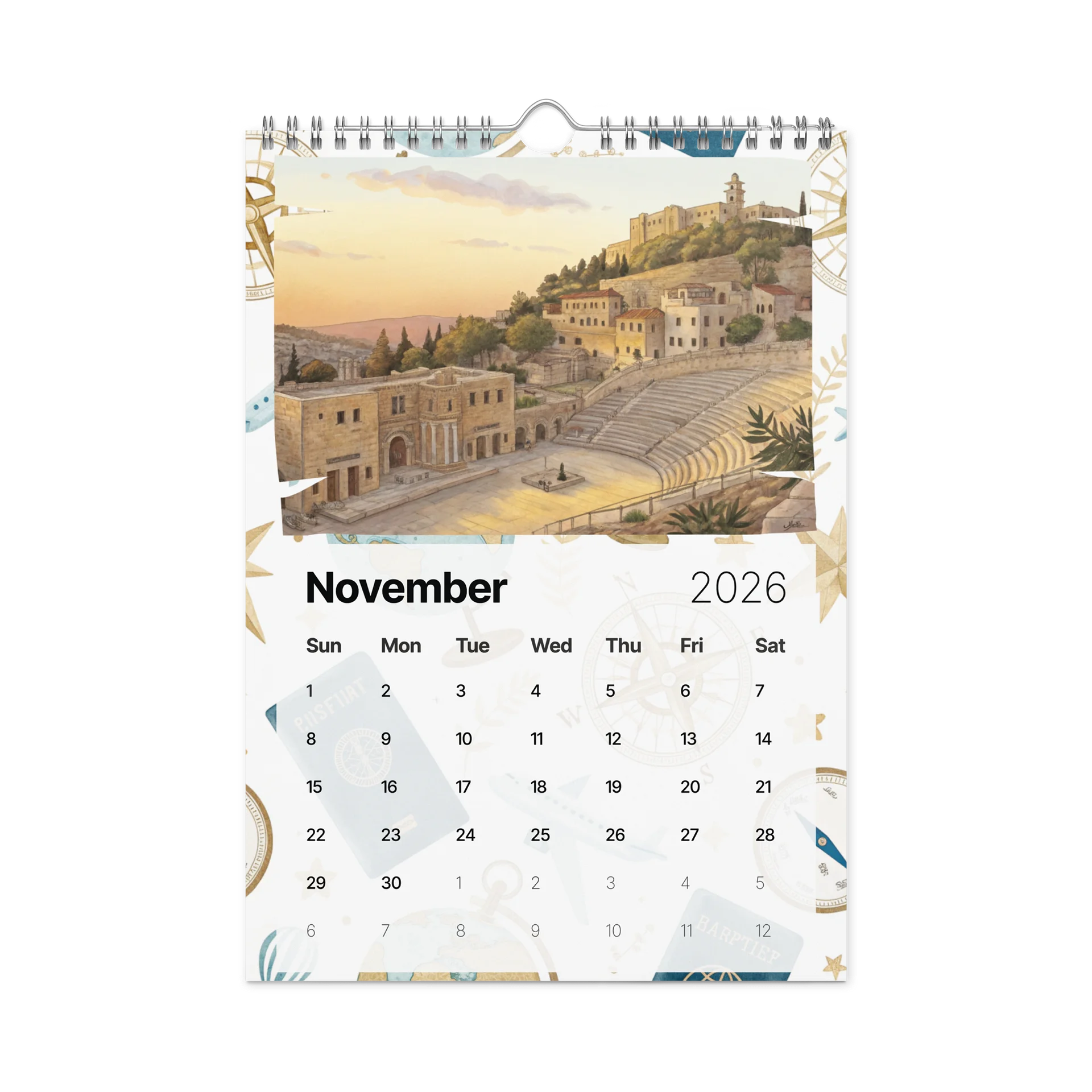 World Capitals Wall Calendar 2026 – Watercolor Journey Through 12 Hidden Gems Around the Globe product image (11)