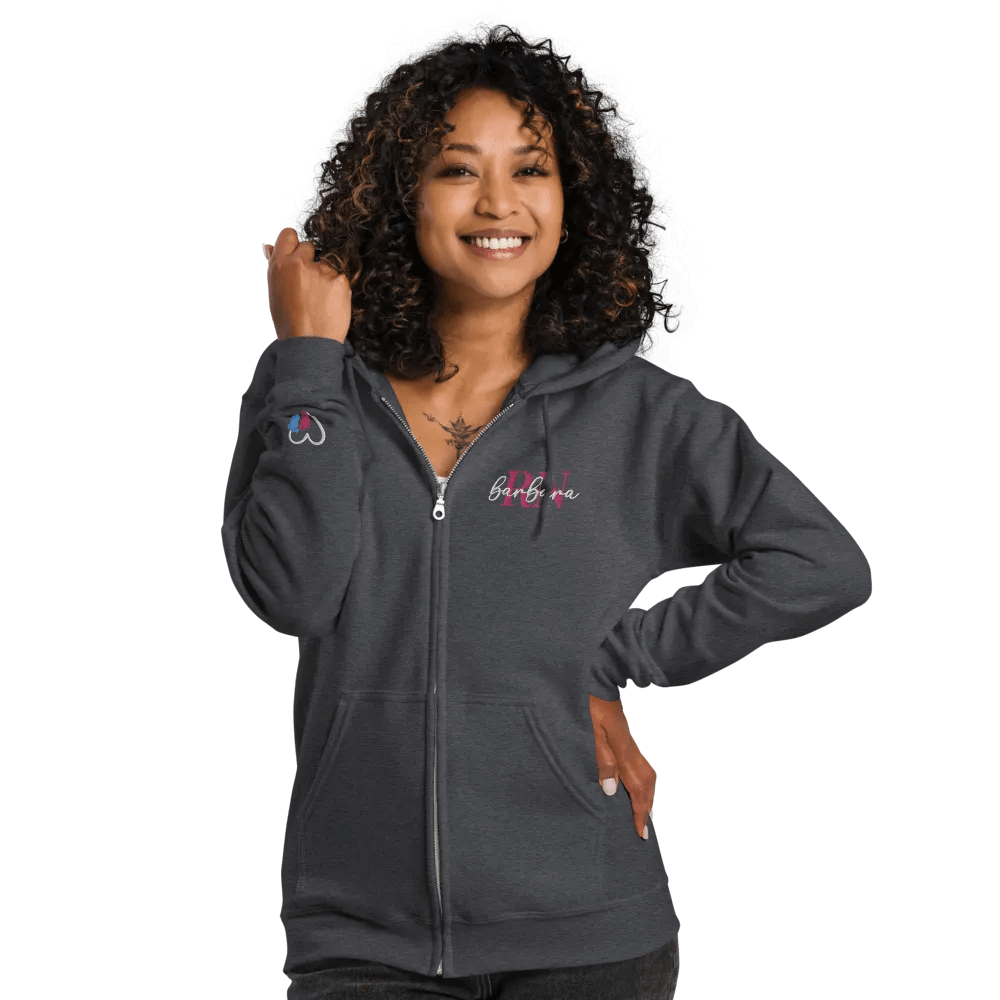 Personalized Embroidered Monogram Hooded Full Zip Jacket. (With Sleeve Element) product image (1)