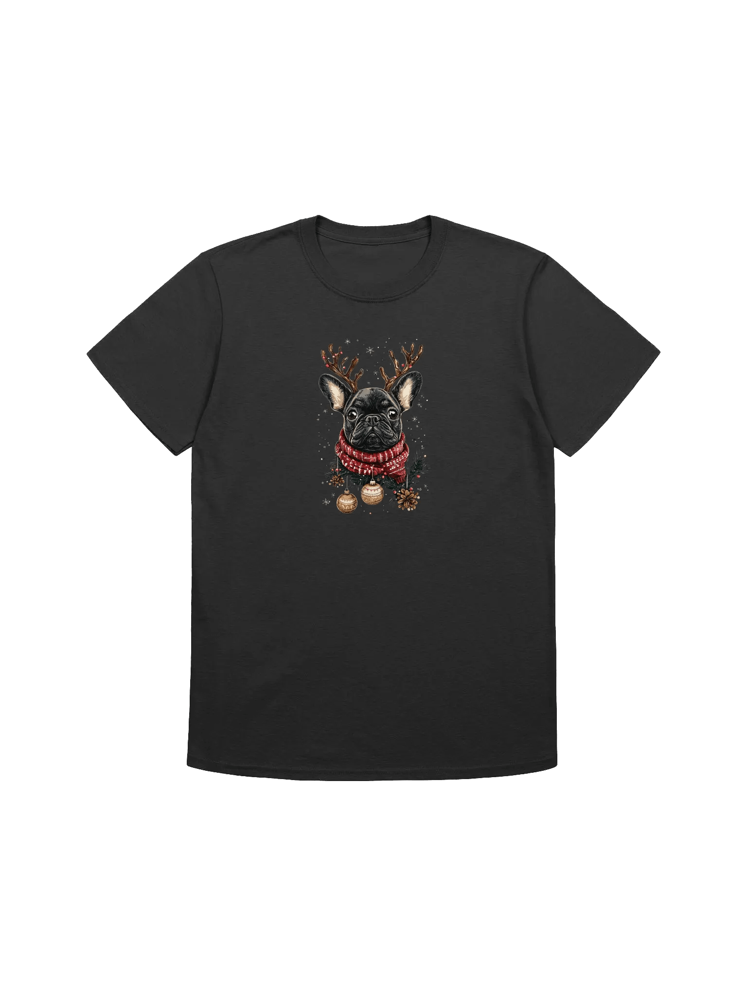 Reindeer Frenchie Unisex Funny Christmas T-Shirt product image (3)