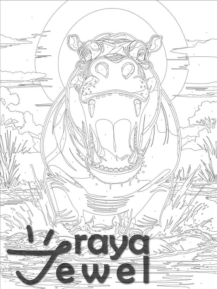 Hippo! Color by Number Coloring Page product image (2)