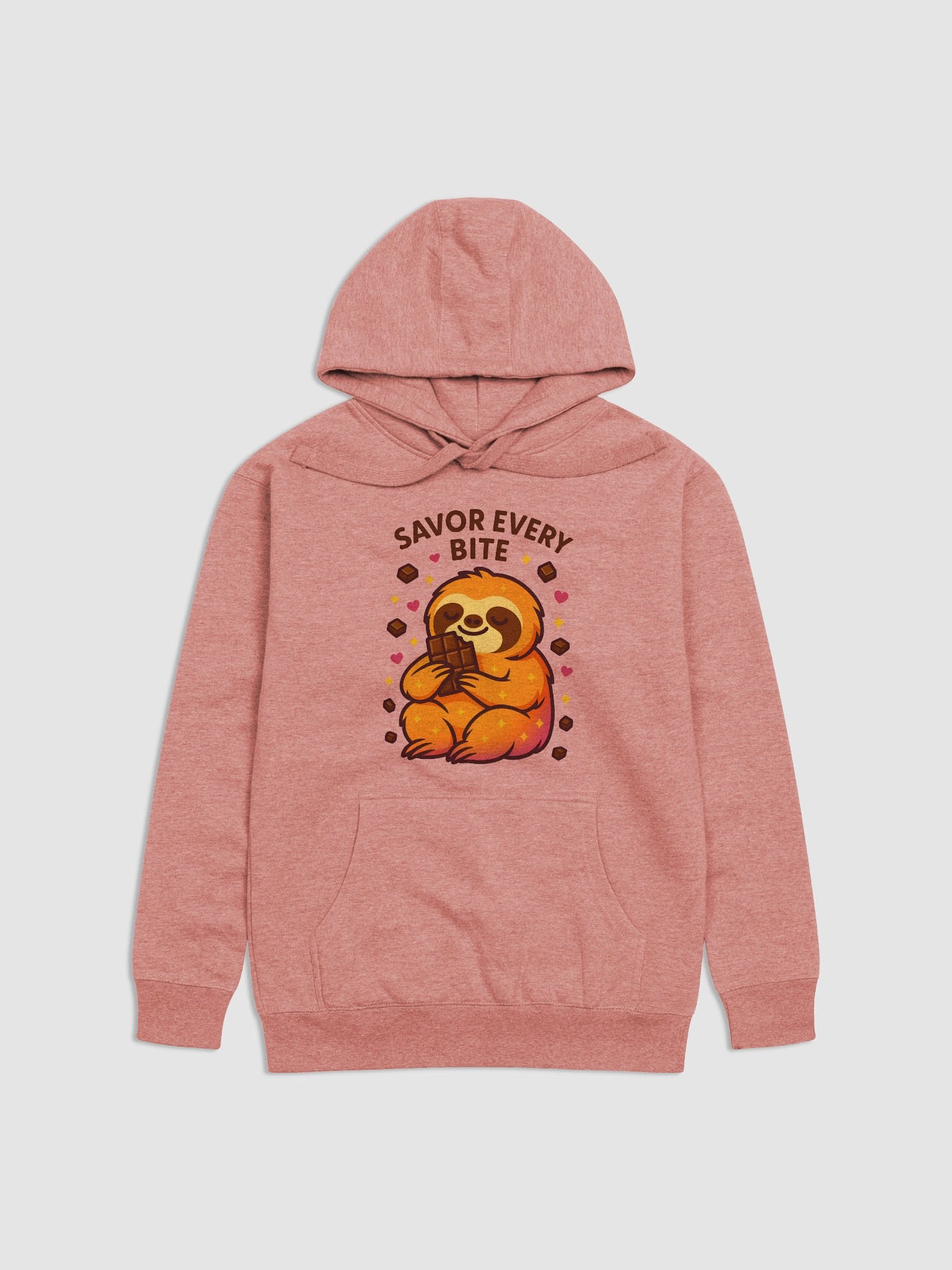 Savor Every Bite – Cute Sloth Chocolate Hoodie | Funny Food-Inspired Loungewear from the Sloths Having Snacks Collection product image (1)