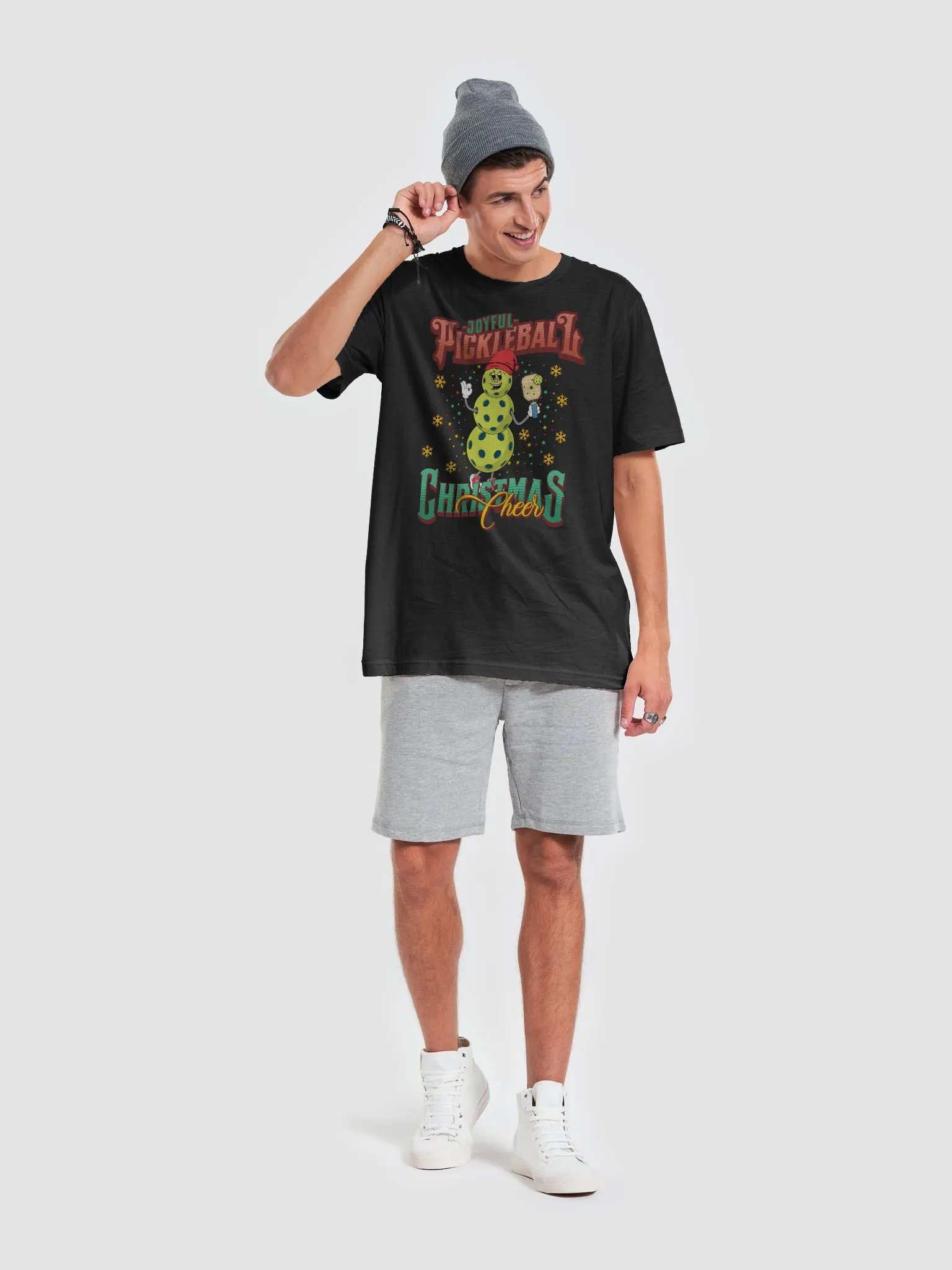Joyful Pickleball Christmas Cheer Snowman T-Shirt product image (4)