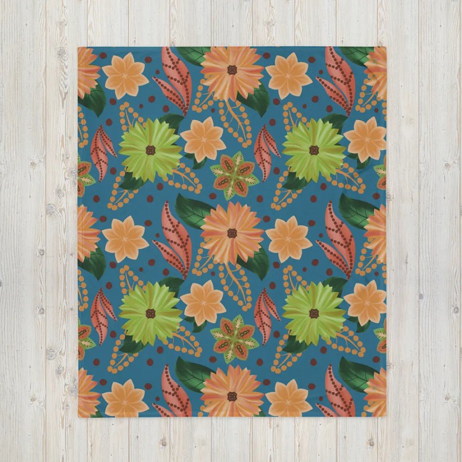 El Yunque Blue Floral Blanket product image (16)